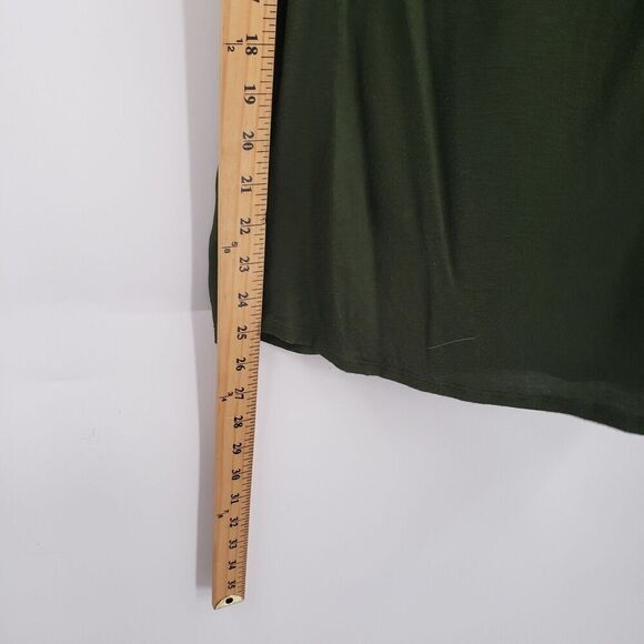 Express Green Lace Up Sleeveless Top Women Medium V Neck Chiffon Front Knit Back - Picture 7 of 10